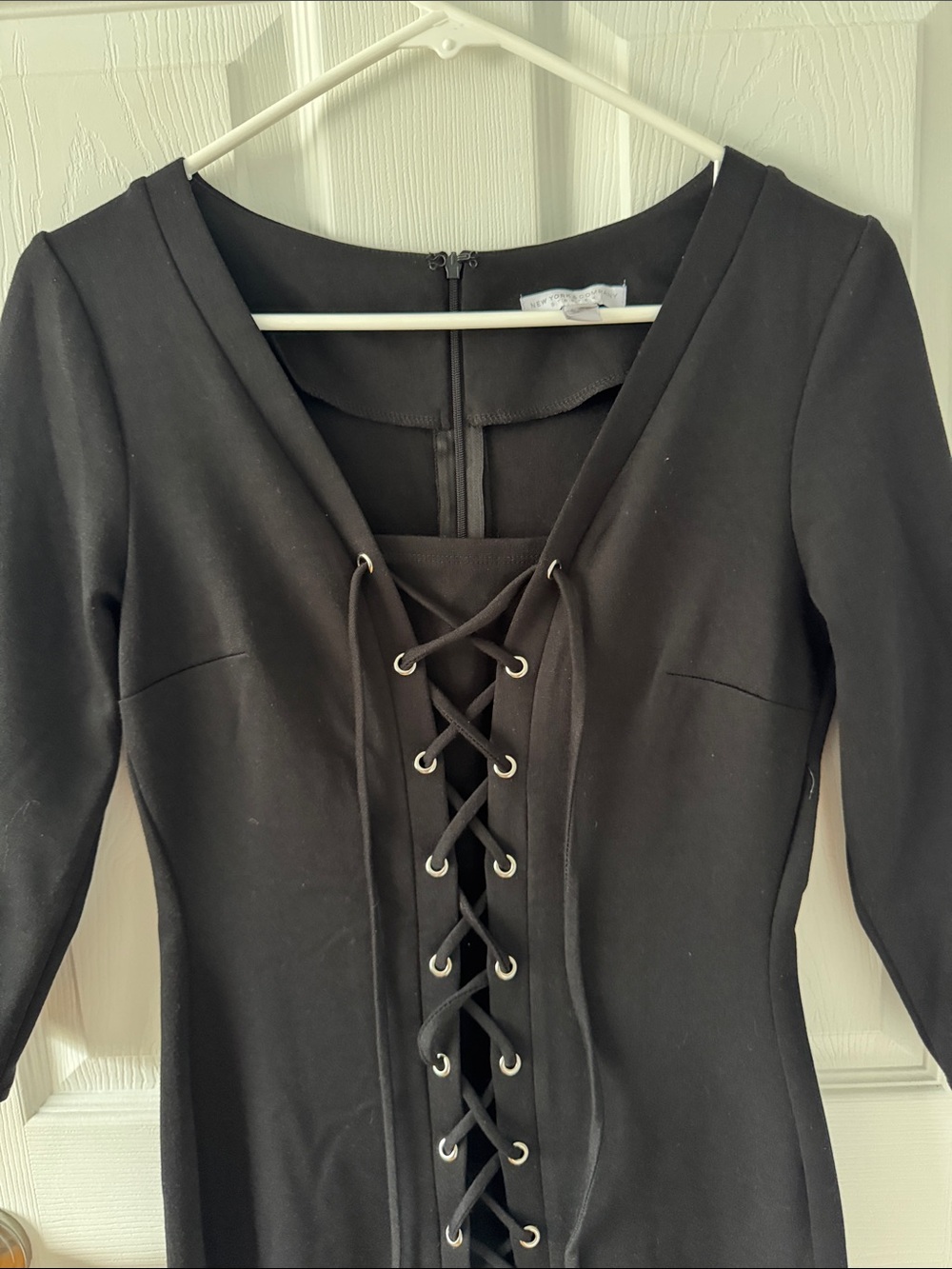 New York & Company Black Lace-Up Midi Dress - Picture 3 of 7